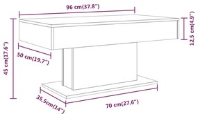Tavolino da Salotto Rovere Fumo 96x50x45cm in Legno Multistrato
