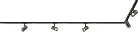 Sistema di illuminazione a binario moderno nero con 5 faretti monofase - Iconic Lloyd