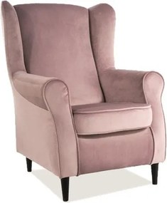 Poltrona Baron in velluto rosa - Blu52/wenge