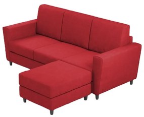 Ityhome YASEL Rosso | divano 3 posti con pouf