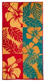 Telo mare 90x165 cm fiori giallo, rosso, blu