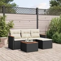 Set Divani da Giardino 5 pz con Cuscini in Polyrattan Nero 3258311