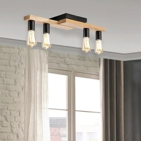 Lampadario a plafone MATTE 4xE27/15W/230V nero/quercia