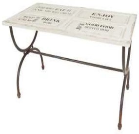 Tavolo top bianco con scritte cm 78,5 x 160 x h 76