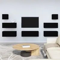 Set di Mobili Porta TV 7 pz Nero in Legno Multistrato cod mxl 12881