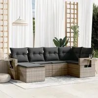 Set Divano da Giardino 6 pz con Cuscini Grigio in Polyrattan 3220459