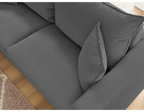 Divano grigio allungabile con rivestimento in velluto a coste 225 cm Augustin – Bobochic Paris