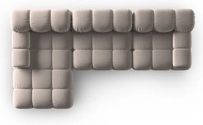 Divano angolare componibile in marrone chiaro (con penisola a sinistra) con rivestimento in velluto Bellis – Micadoni