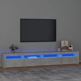 Mobile porta tv con luci led grigio cemento 240x35x40 cm