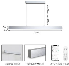 Brilagi-LED Lampadario dimmerabile SLEEKLINE SMART LED/40W/230V Wi-Fi Tuya argento + telecomando