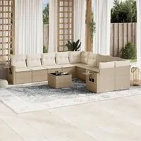 Set Divani da Giardino 11 pz con Cuscini Beige in Polyrattan 3253055