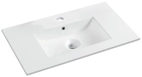 Lavabo a incasso rettangolare vasca centrale Essential L 81 x H 16 x P 46 cm in ceramica bianco lucido