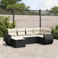 Set Divano da Giardino 6 pz con Cuscini Nero in Polyrattan 3264102