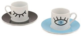 Set di 2 tazze e piattini Eyes, 90 ml - Kütahya Porselen