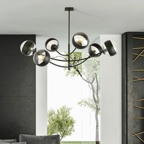 Plafoniera Contemporaneo Oceano Acciaio Nero 6 Luci E14 Ip20