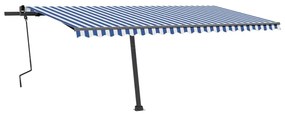 Tenda da Sole Manuale Autoportante 500x350 cm Blu/Bianca