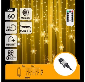 Aigostar - Catena luminosa natalizia LED per esterni 120 LED/6W/230V/8 funzioni 3x0,7m IP44 bianco caldo + telecomando