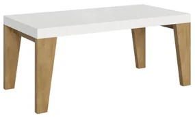 Tavolo allungabile 90x180/440 cm Naxy Mix piano Bianco Frassino - gambe Quercia Natura
