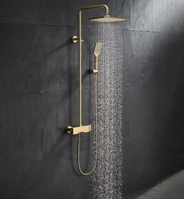 Sistema doccia esterno ELITE EDITION BSE1419 con getti massaggianti e cascata, disponibile in più finiture tra cui oro spazzolato e — Oro spazzolato