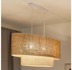 Duolla - Lampadario a sospensione con filo DOUBLE OVAL YUTE 2xE27/15W/230V marrone/color crema