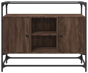 Credenza piano vetro rovere marrone 98x35x81 legno multistrato