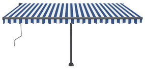 Tenda Automatica con Sensore Vento e LED 450x350 cm Blu Bianca