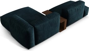 Divano angolare componibile blu scuro (con penisola a destra/con chaise lounge) con rivestimento in velluto Martina – Micadoni