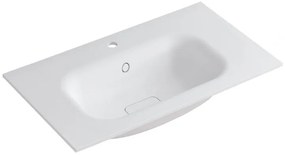 Lavabo a incasso rettangolare vasca centrale L 90.5 x H 15 x P 46 cm in resina bianco lucido