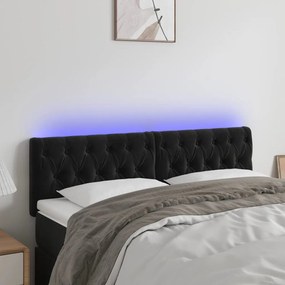 Testiera A Led Nera 144x7x78/88 Cm İn Velluto /