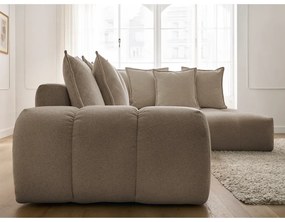 Divano angolare grigio tortora allungabile e con contenitore (penisola a destra/a L) con rivestimento in ciniglia Everest – Bobochic Paris