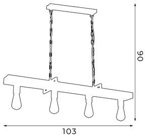 Lampadario a sospensione con filo HARD 4xE27/60W/230V