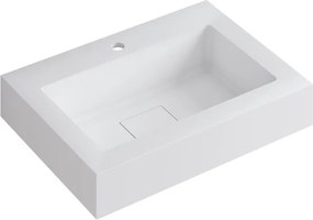 Lavabo a incasso rettangolare L 60.5 x H 14.4 x P 46 cm in resina bianco lucido