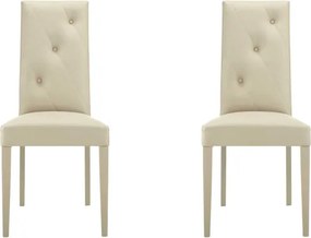 Sedia ecopelle Beige - schienale imbottito 2 sedie JENNY