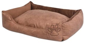 Cuccia Per Cani Con Cuscino Imbottito Pelle Sintetica Pu Taglia S Beige /