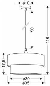 Lampada a sospensione in petrolio/nero con paralume in tessuto ø 35 cm Solanto - Candellux Lighting