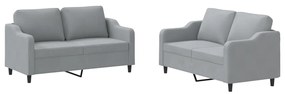 Set di divani 2 pz con cuscini grigio chiaro in tessuto