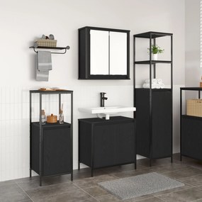 Set di mobili per bagno a 3 pezzi  quercia nera legno ingegnerizzato