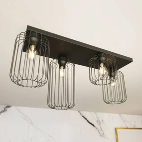 EMIBIG LIGHTING Plafoniera Barn, a 4 luci, 83 cm, nero, metallo, E27