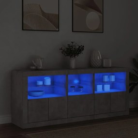 Credenza con luci led grigio cemento 162x37x67 cm