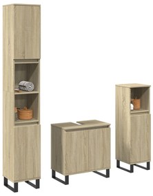 Set Mobili Da Bagno 3 Pz Rovere Sonoma İn Legno Multistrato /