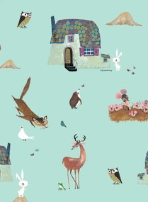 KEK Amsterdam Carta da parati Forest Animals - Mint