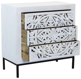 OHM - comò cassettiera con decoro 3 cassetti legno e ferro