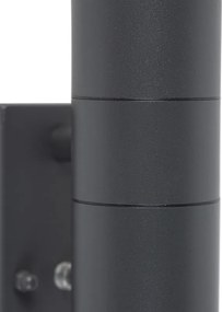 Lampada da parete per esterni grigio scuro 2 luci con sensore crepuscolare - Duo