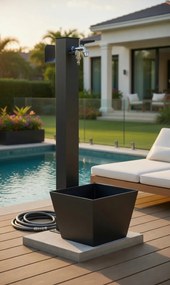 Fontana da Giardino con Rubinetto Base Vaschetta e Portagomma Belfer 42/QRRV Antracite...