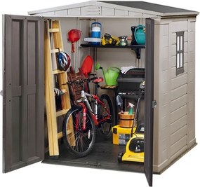 Casetta Da Giardino In Resina 178x195,5x208H Cm Factor 6x6 Beige Keter Con Mensole