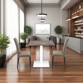 Tavolo bar pub ristorante 80x80 cm per esterno base bianca piano HPL Ardesia Fango H 74