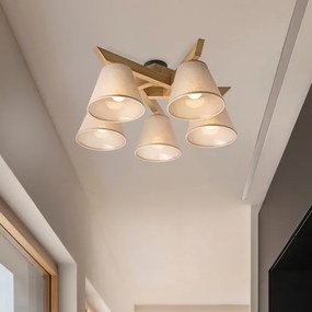 Brilagi - LED  Lampadario a plafone ANTHONY 5xE14/40W/230V quercia/beige