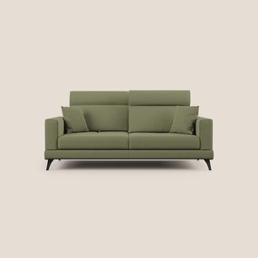 Slide Divano con schienali traslanti e poggiatesta in tessuto simil cotone impermeabile T19 verde