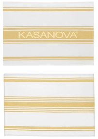 Set 2 strofinacci cucina 50x70 cm righe cotone giallo