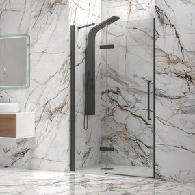 Porta doccia battente 140 cm nera con fisso | KT4000N - KAMALU